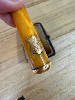Baltic Amber Cheroot Holder With Gold Trim