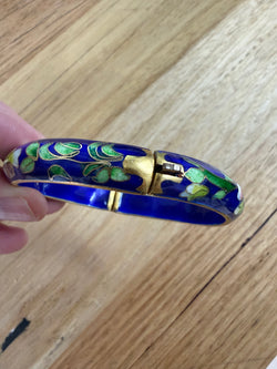 Vintage Cloisonne Hinged Bracelet.