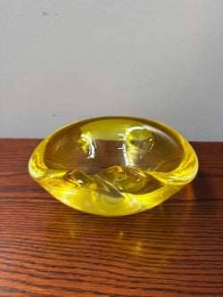 Unusual Vibrant Vintage Yellow Murano Bowl