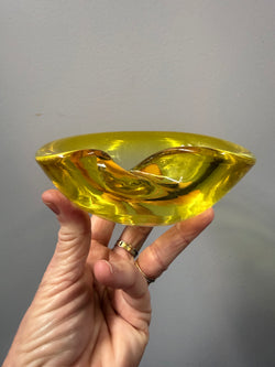 Unusual Vibrant Vintage Yellow Murano Bowl