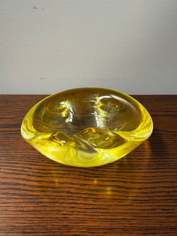 Unusual Vibrant Vintage Yellow Murano Bowl