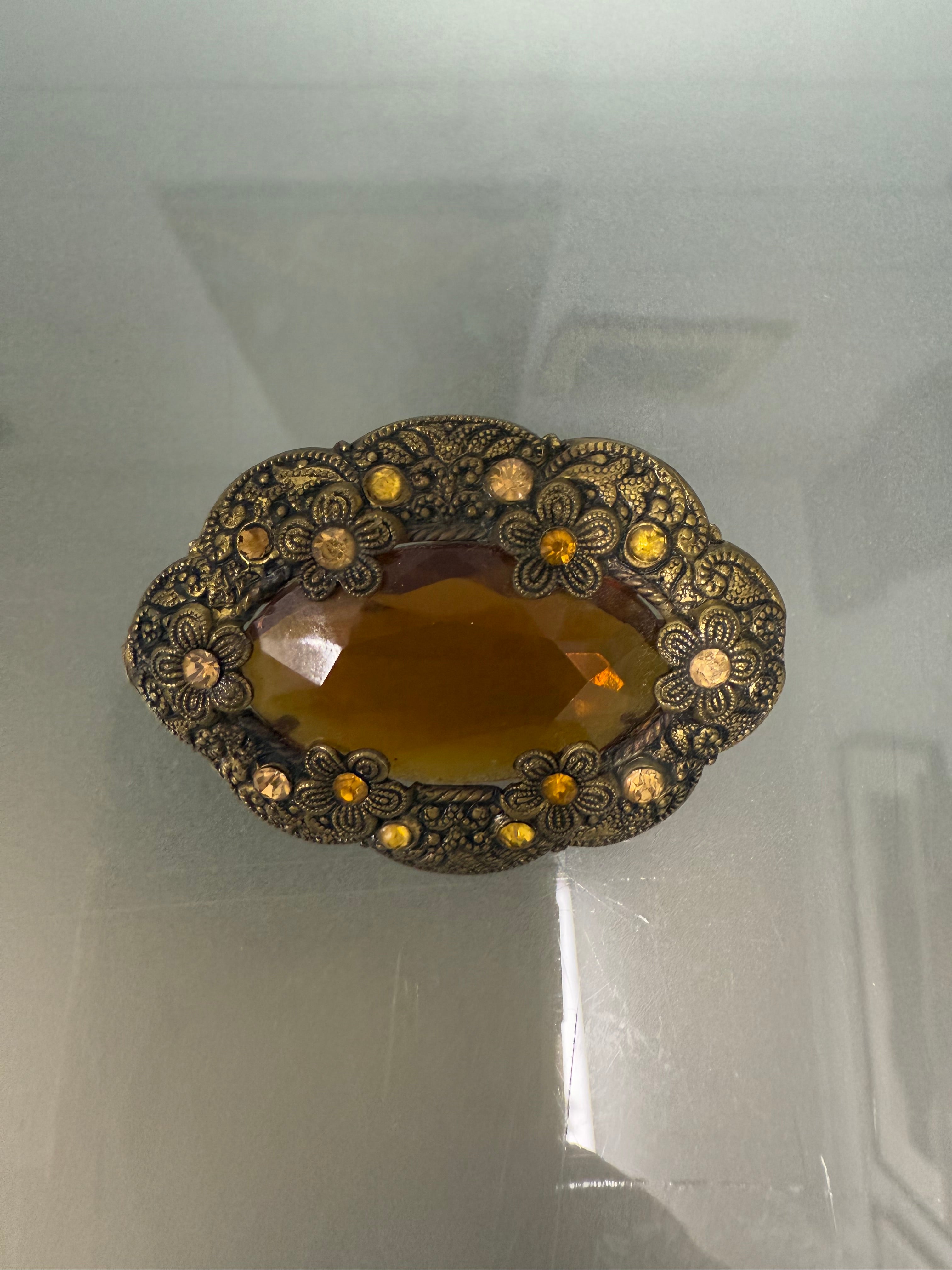 Vintage Amber Stone Brooch | Antique & Vintage | Moonee Ponds Antiques | Australia Wide Delivery
