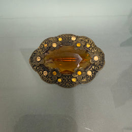 Vintage Amber Stone Brooch