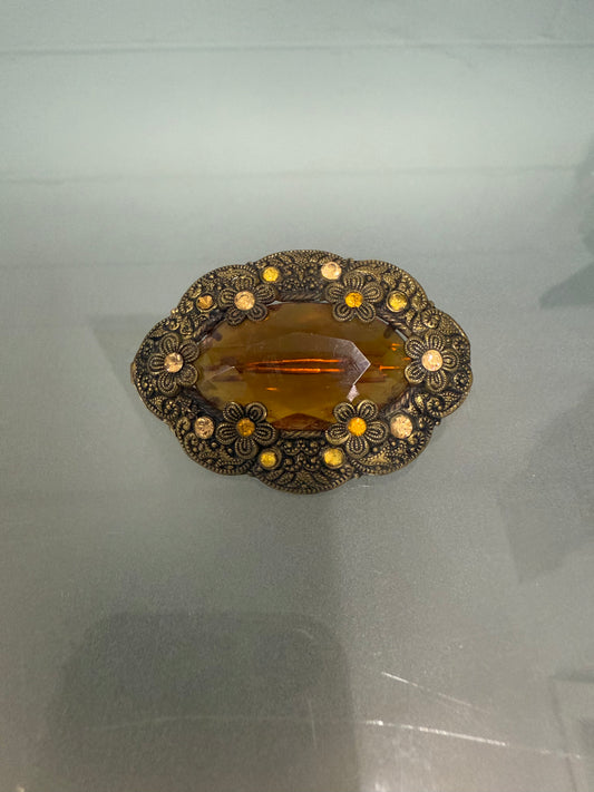 Vintage Amber Stone Brooch