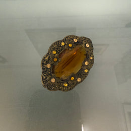 Vintage Amber Stone Brooch