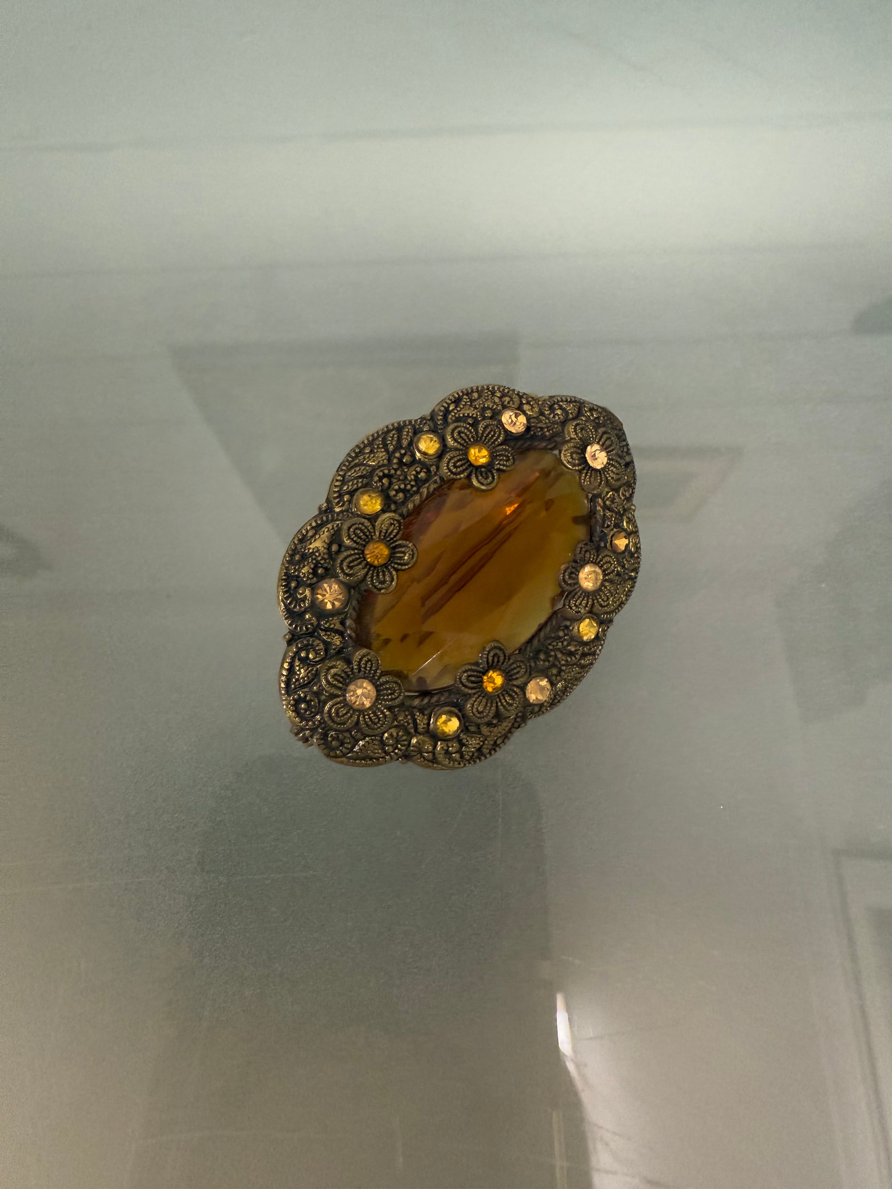 Vintage Amber Stone Brooch | Antique & Vintage | Moonee Ponds Antiques | Australia Wide Delivery