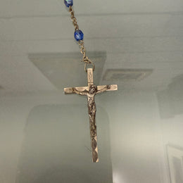 Vintage Blue Cut Crystal Rosary Bead