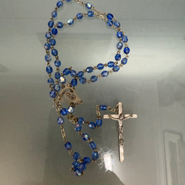 Vintage Blue Cut Crystal Rosary Bead