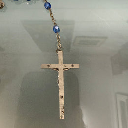 Vintage Blue Cut Crystal Rosary Bead