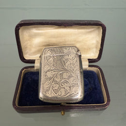 Victorian Sterling Silver Vesta Case With Match Striker