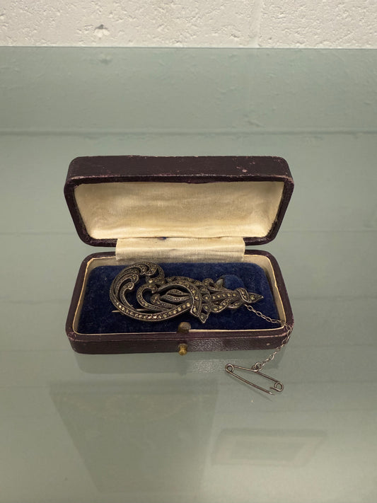 Vintage Silver & Marcasite Brooch