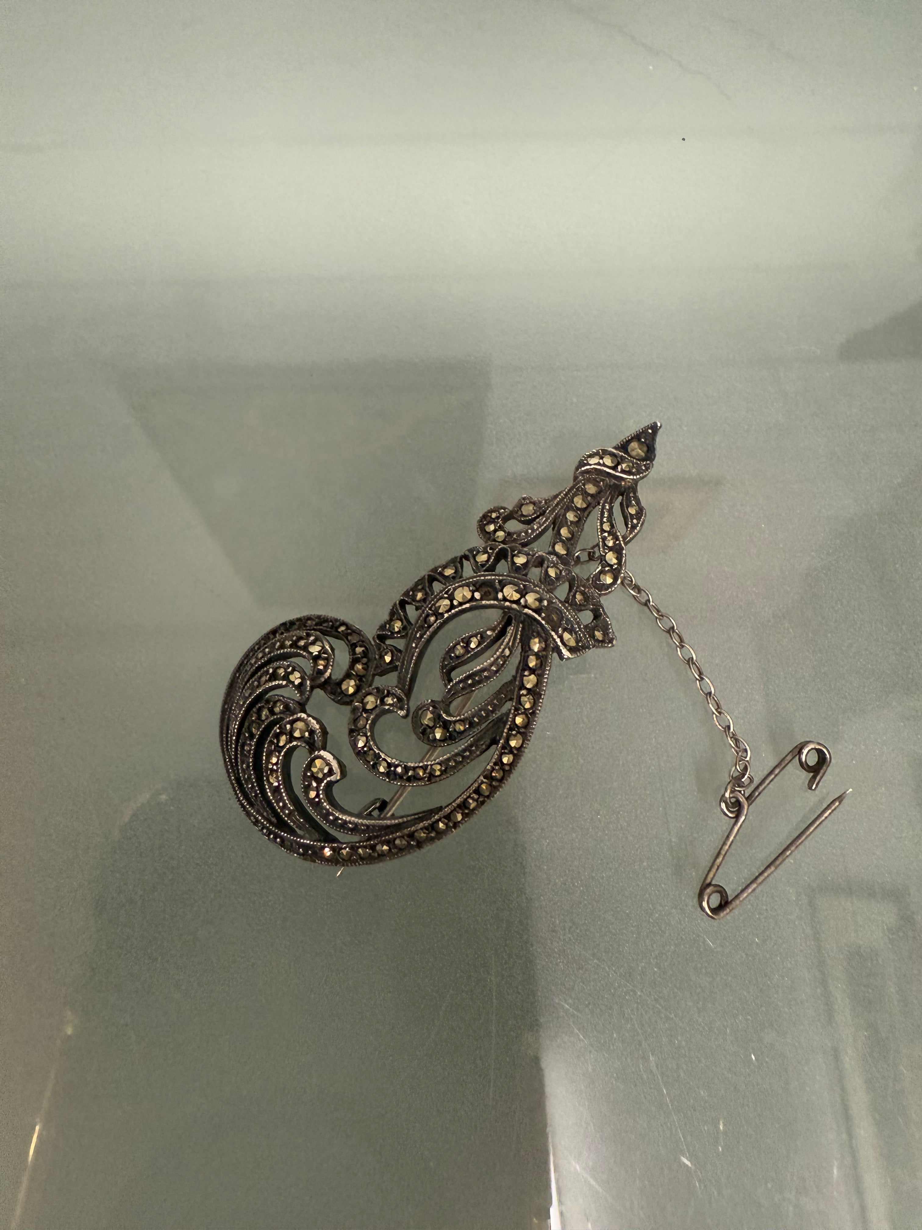 Vintage Silver & Marcasite Brooch