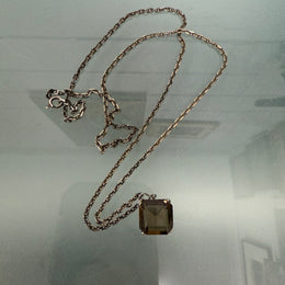 Vintage Sterling Silver Chain & Citrine Pendant