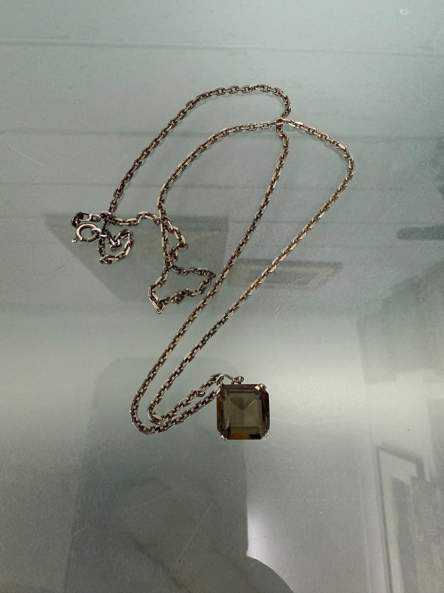 Vintage Sterling Silver Chain & Citrine Pendant