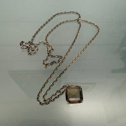 Vintage Sterling Silver Chain & Citrine Pendant