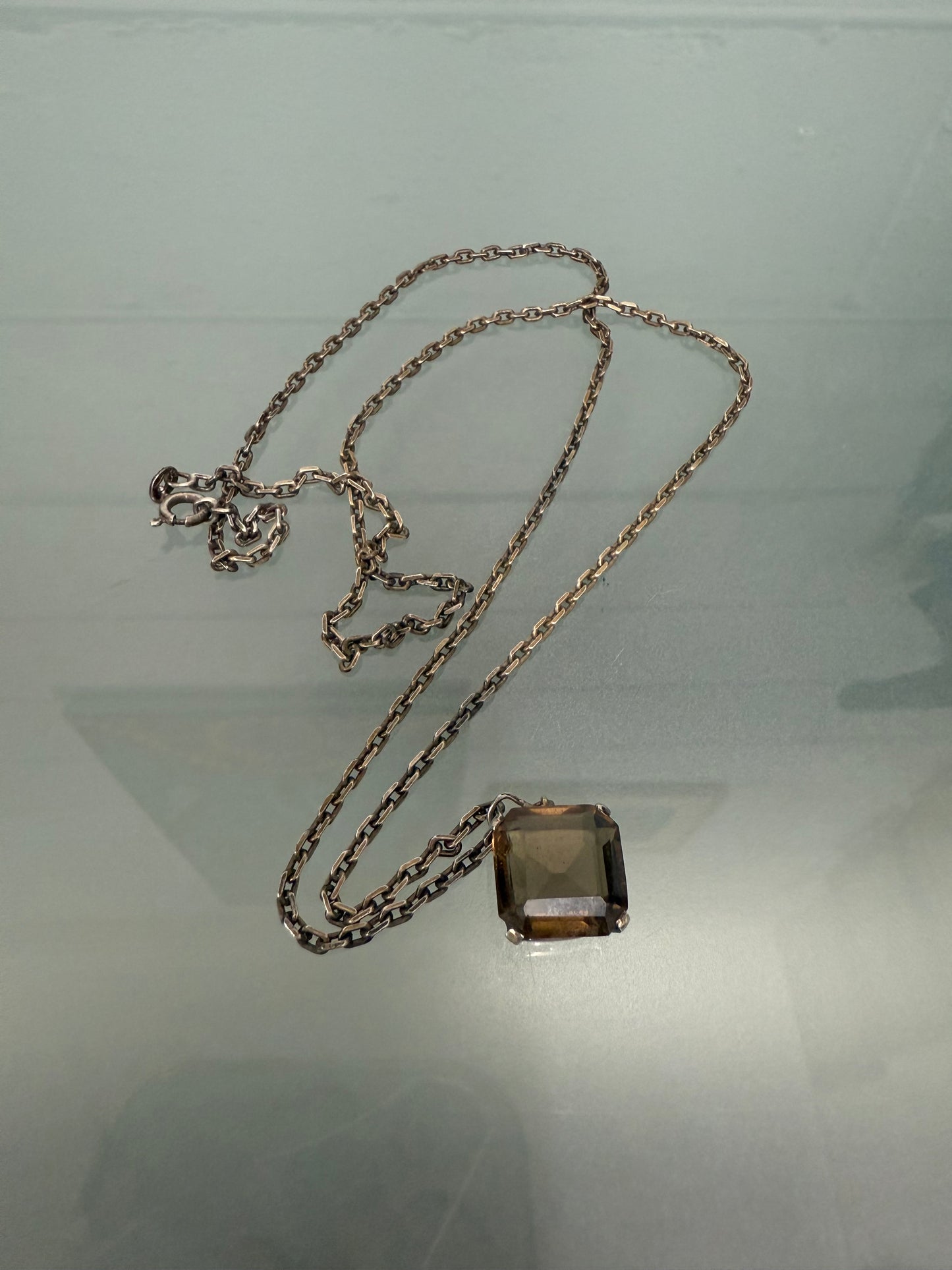 Vintage Sterling Silver Chain & Citrine Pendant
