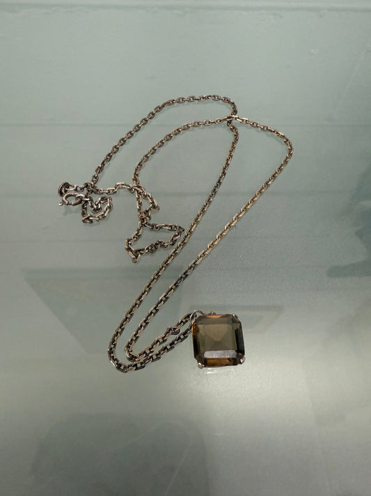Vintage Sterling Silver Chain & Citrine Pendant