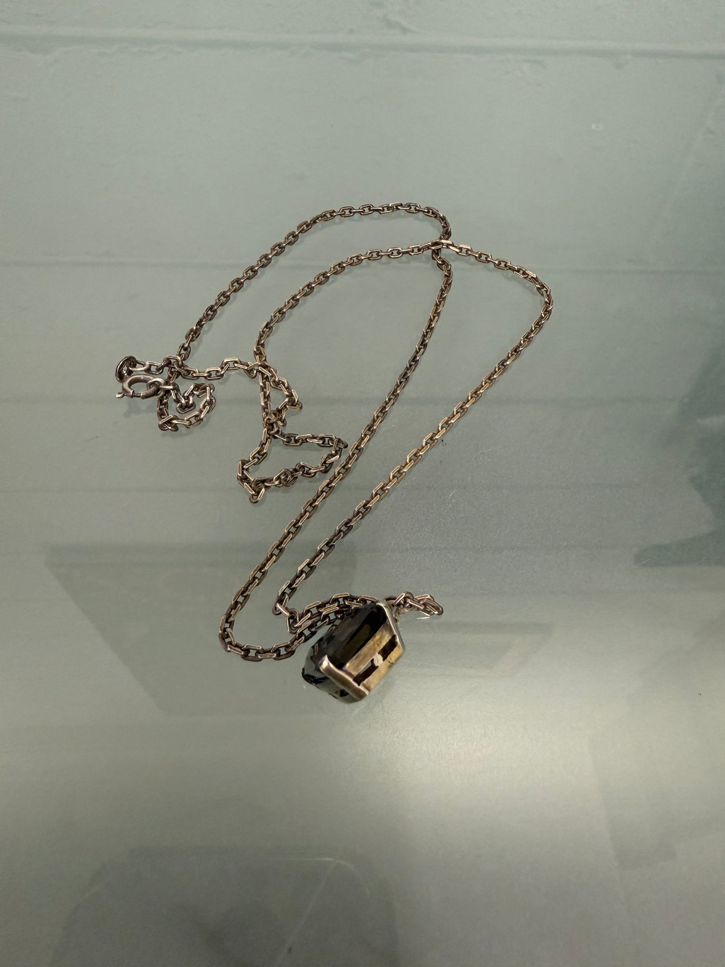 Vintage Sterling Silver Chain & Citrine Pendant