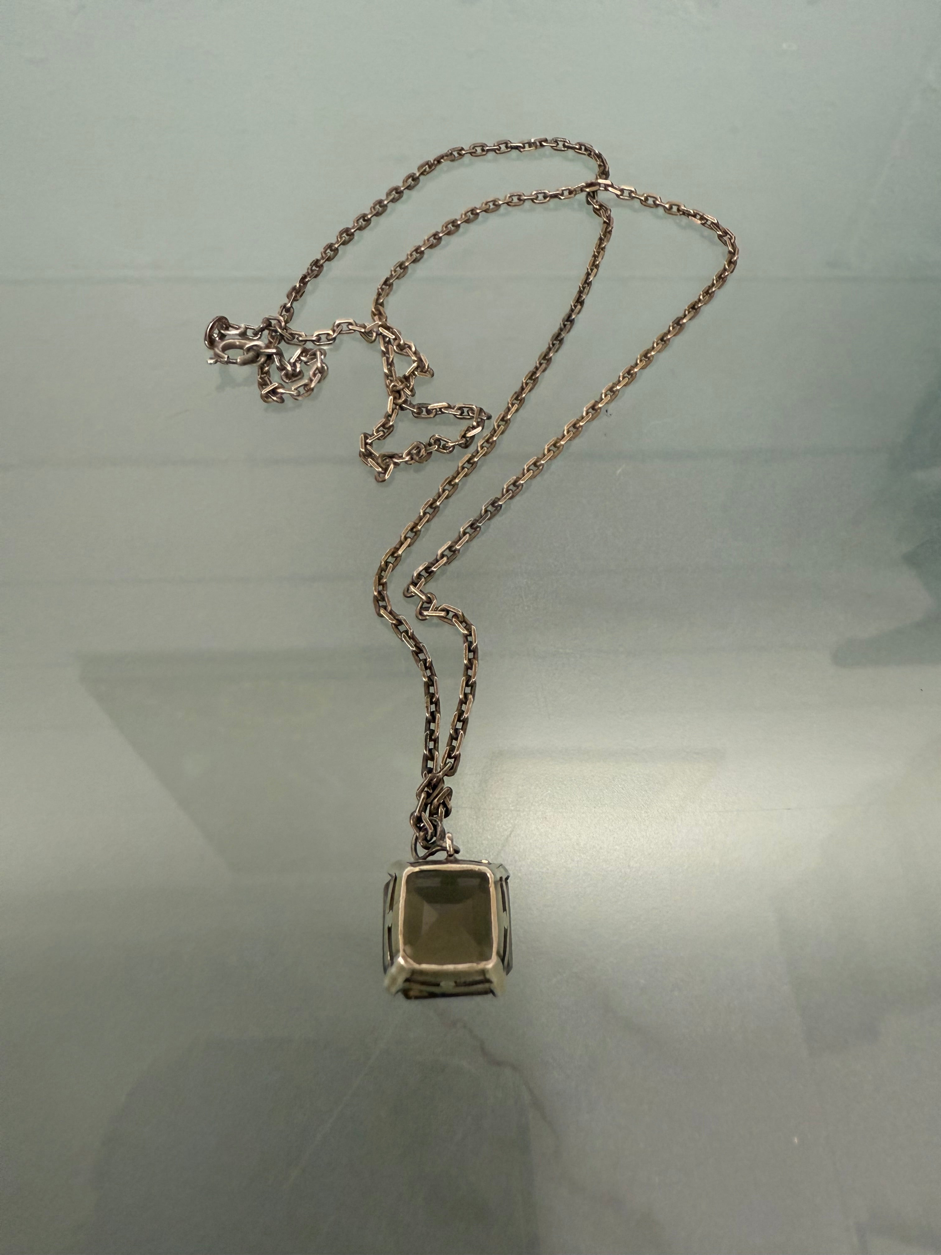 Vintage Sterling Silver Chain & Citrine Pendant