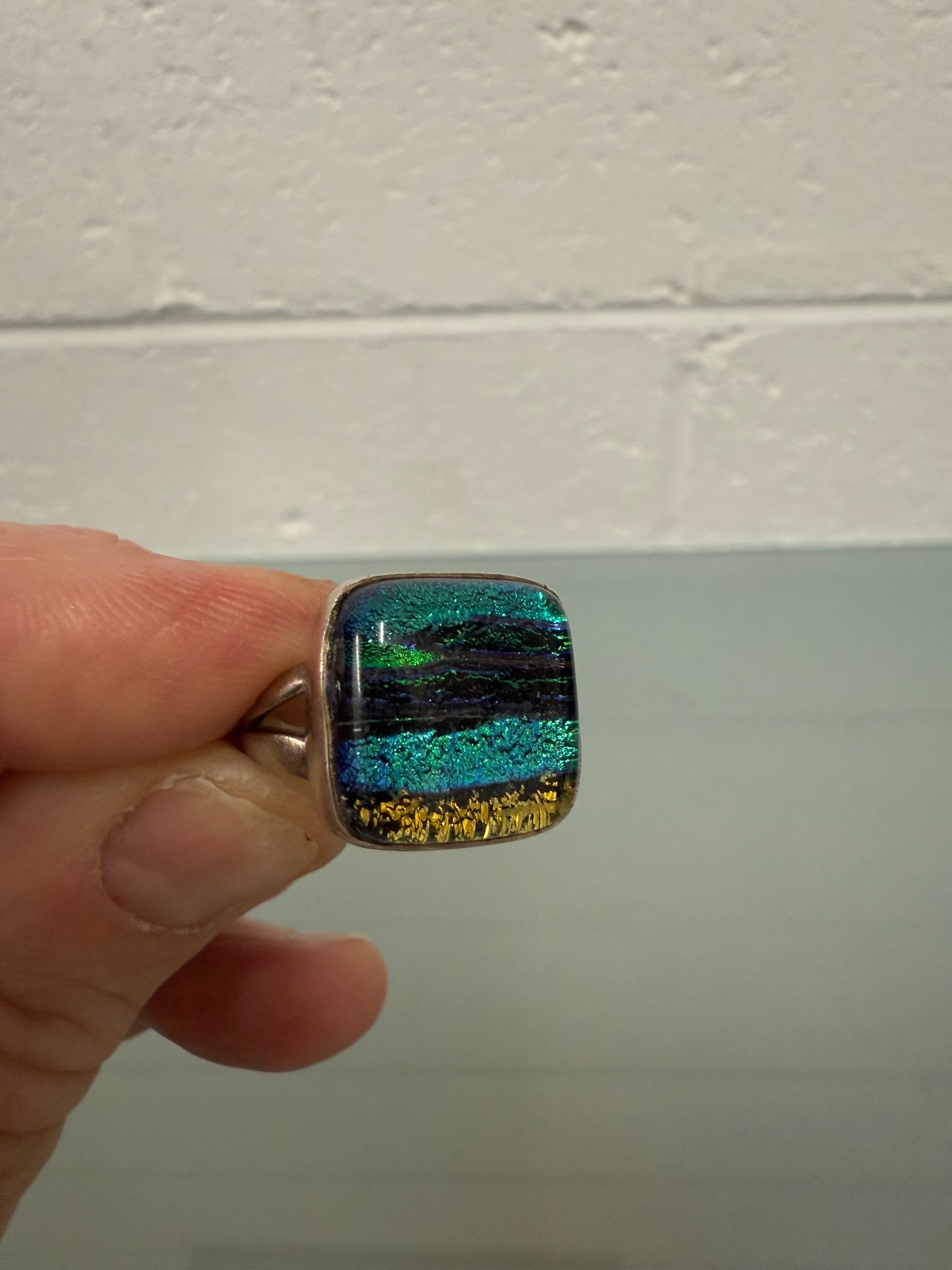 Vintage Silver (925) Dichroic Glass Ring