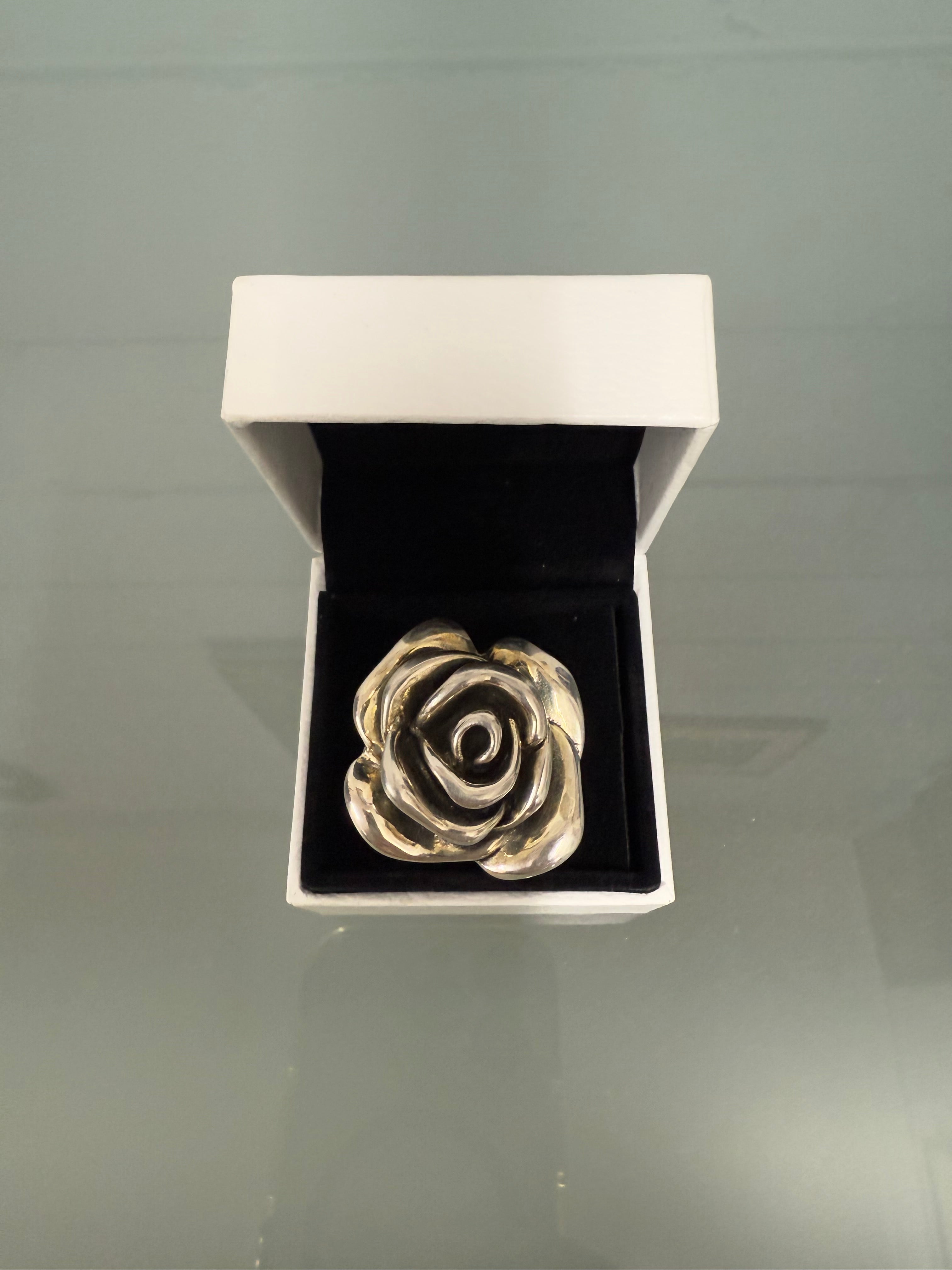 Sterling Silver Large Rose Ring | Antique & Vintage | Moonee Ponds Antiques | Australia Wide Delivery