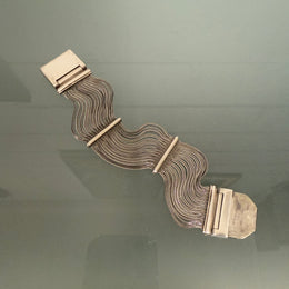 Very Impressive Heavy Silver Bracelet with Square Detail