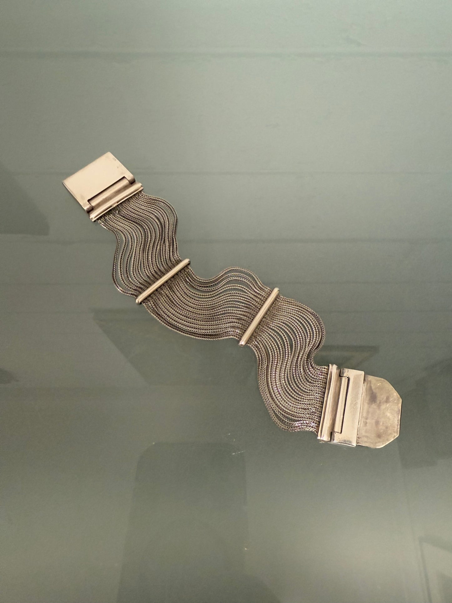 Very Impressive Heavy Silver Bracelet with Square Detail