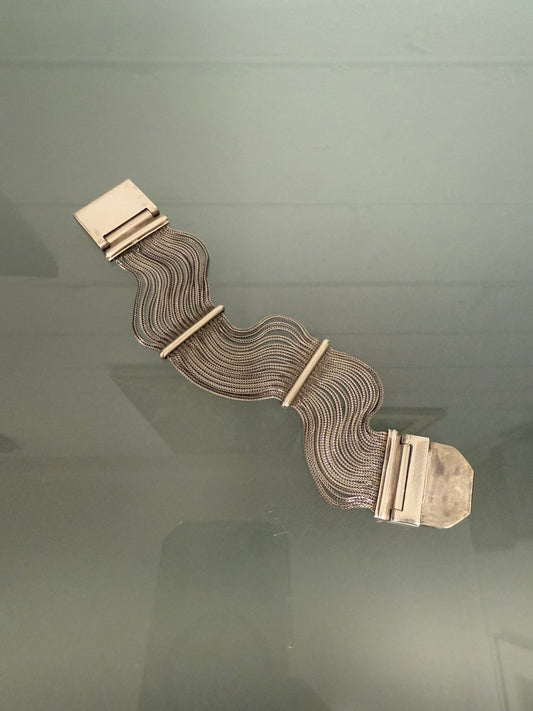 Very Impressive Heavy Silver Bracelet with Square Detail