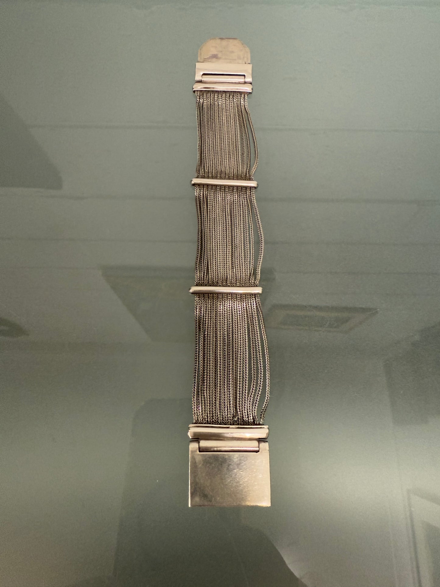 Very Impressive Heavy Silver Bracelet with Square Detail