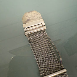 Very Impressive Heavy Silver Bracelet with Square Detail