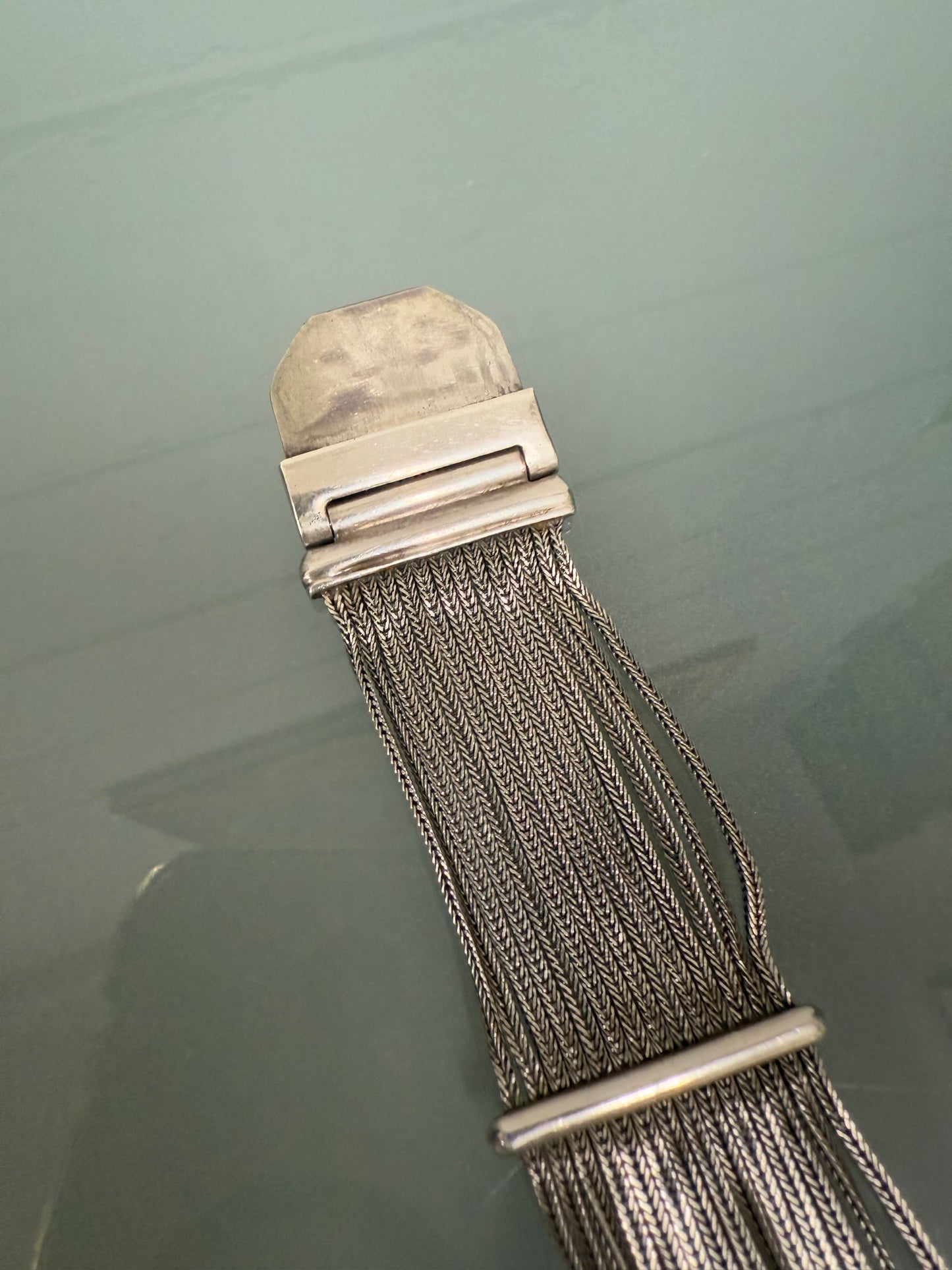 Very Impressive Heavy Silver Bracelet with Square Detail