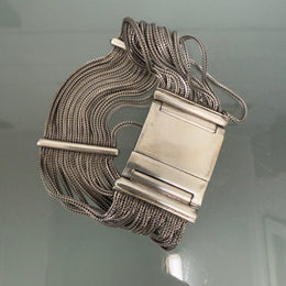 Very Impressive Heavy Silver Bracelet with Square Detail