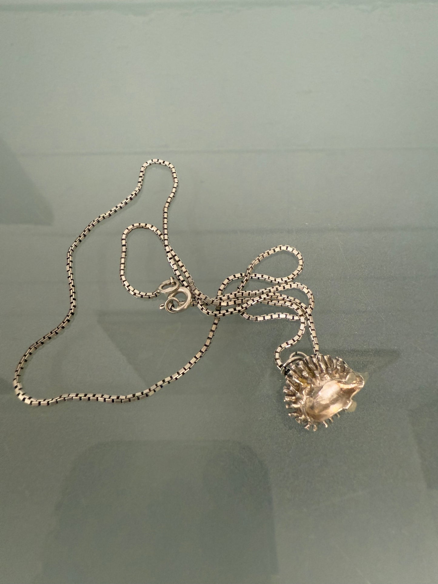 Vintage Sterling Silver Chain & Porcupine Pendant