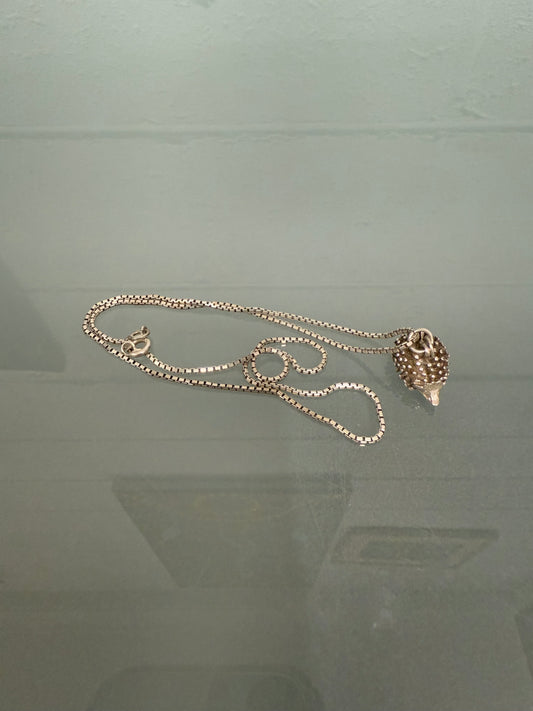 Vintage Sterling Silver Chain & Porcupine Pendant