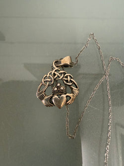 Vintage Sterling Silver Claddagh Style Pendant & Chain | Antique & Vintage | Moonee Ponds Antiques | Australia Wide Delivery