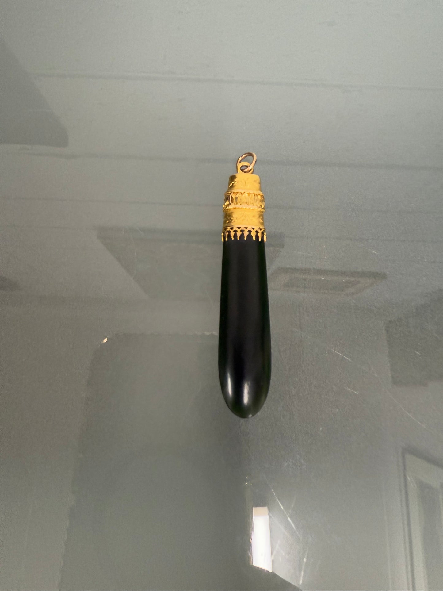 Victorian 9 Carat Gold & Black Agate Banner Pendant