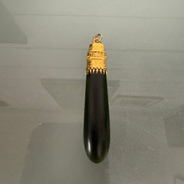 Victorian 9 Carat Gold & Black Agate Banner Pendant