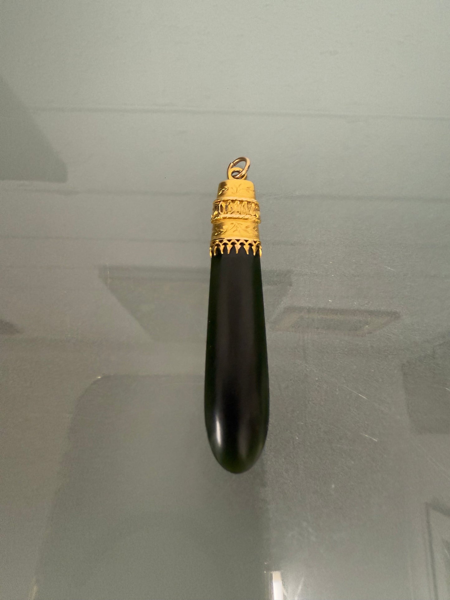 Victorian 9 Carat Gold & Black Agate Banner Pendant