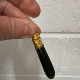 Victorian 9 Carat Gold & Black Agate Banner Pendant