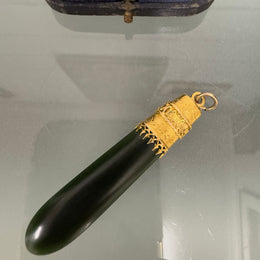 Victorian 9 Carat Gold & Black Agate Banner Pendant