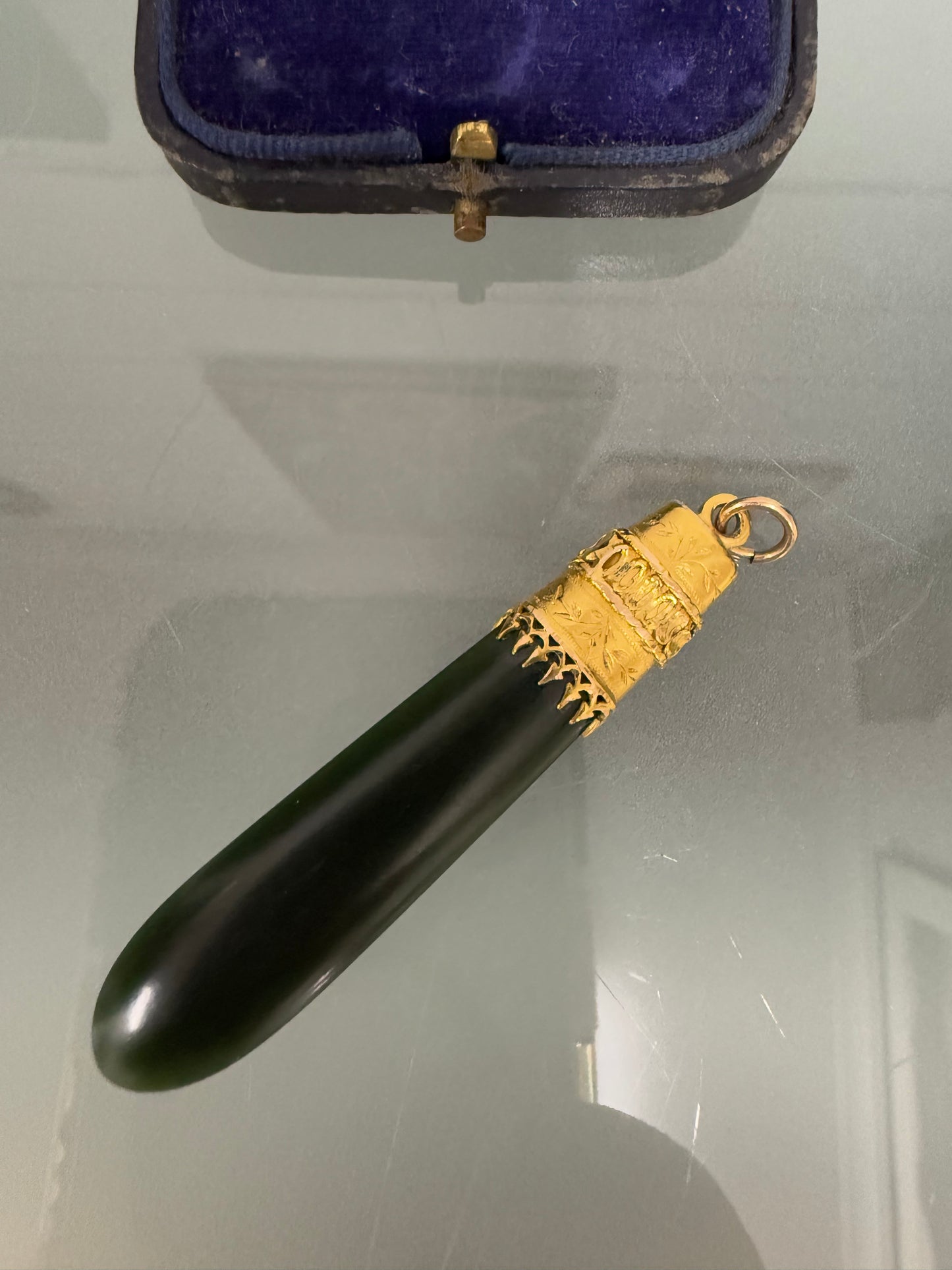 Victorian 9 Carat Gold & Black Agate Banner Pendant