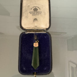 Edwardian 9 Carat Gold & Nephrite Jade Pendant