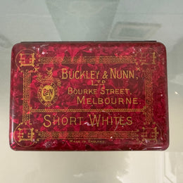 Extremely Rare Tin Buckley & Nunn Ltd Melb. Short Whites