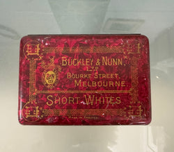 Extremely Rare Tin Buckley & Nunn Ltd Melb. Short Whites | Antique & Vintage | Moonee Ponds Antiques | Australia Wide Delivery