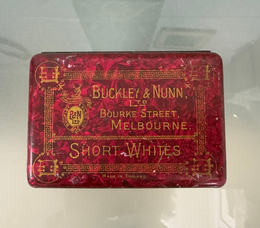 Extremely Rare Tin Buckley & Nunn Ltd Melb. Short Whites