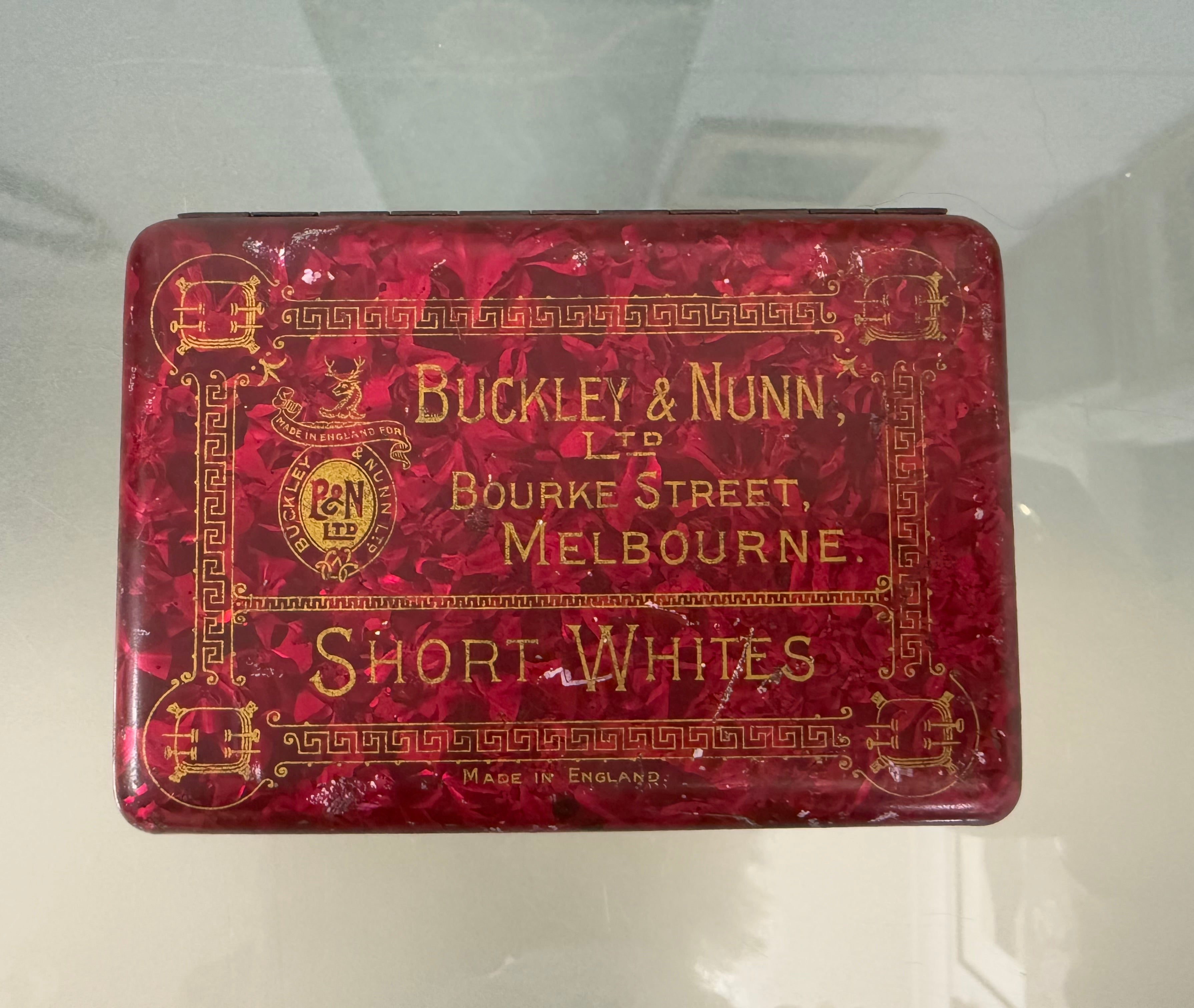 Extremely Rare Tin Buckley & Nunn Ltd Melb. Short Whites