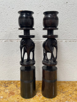 Vintage Carved Elephant Candle Holders | Antique & Vintage | Moonee Ponds Antiques | Australia Wide Delivery
