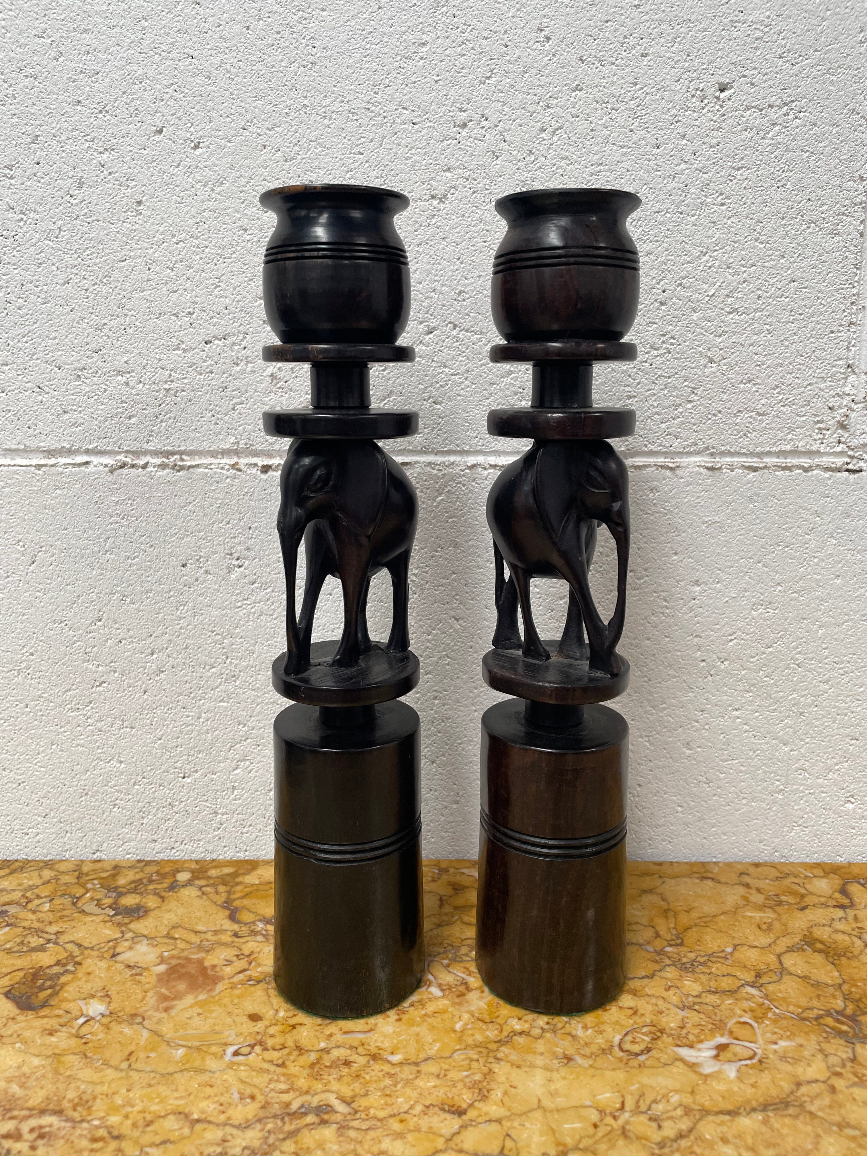 Vintage Carved Elephant Candle Holders | Antique & Vintage | Moonee Ponds Antiques | Australia Wide Delivery