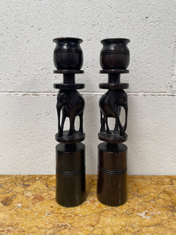 Vintage Carved Elephant Candle Holders | Antique & Vintage | Moonee Ponds Antiques | Australia Wide Delivery