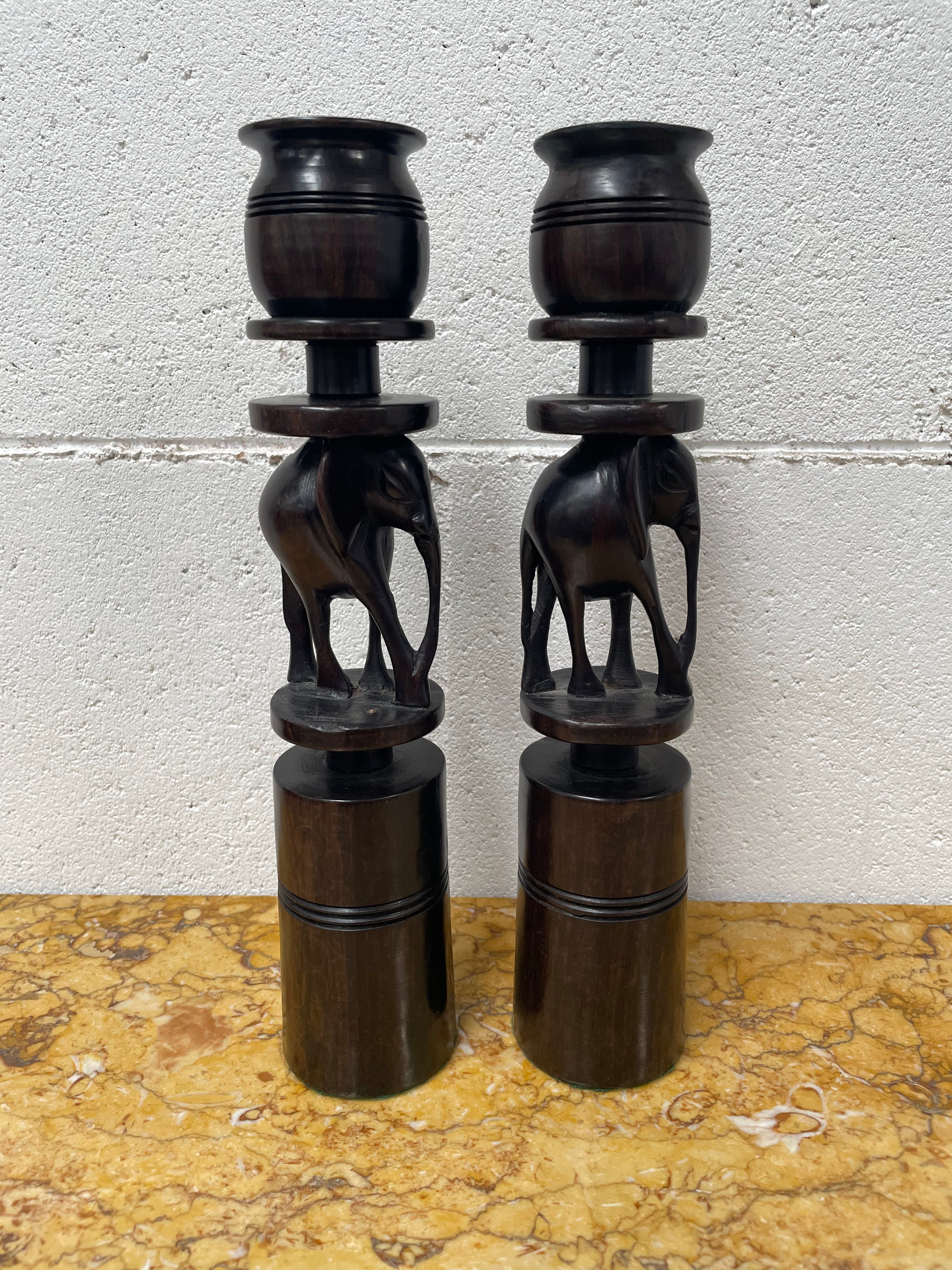 Vintage Carved Elephant Candle Holders | Antique & Vintage | Moonee Ponds Antiques | Australia Wide Delivery
